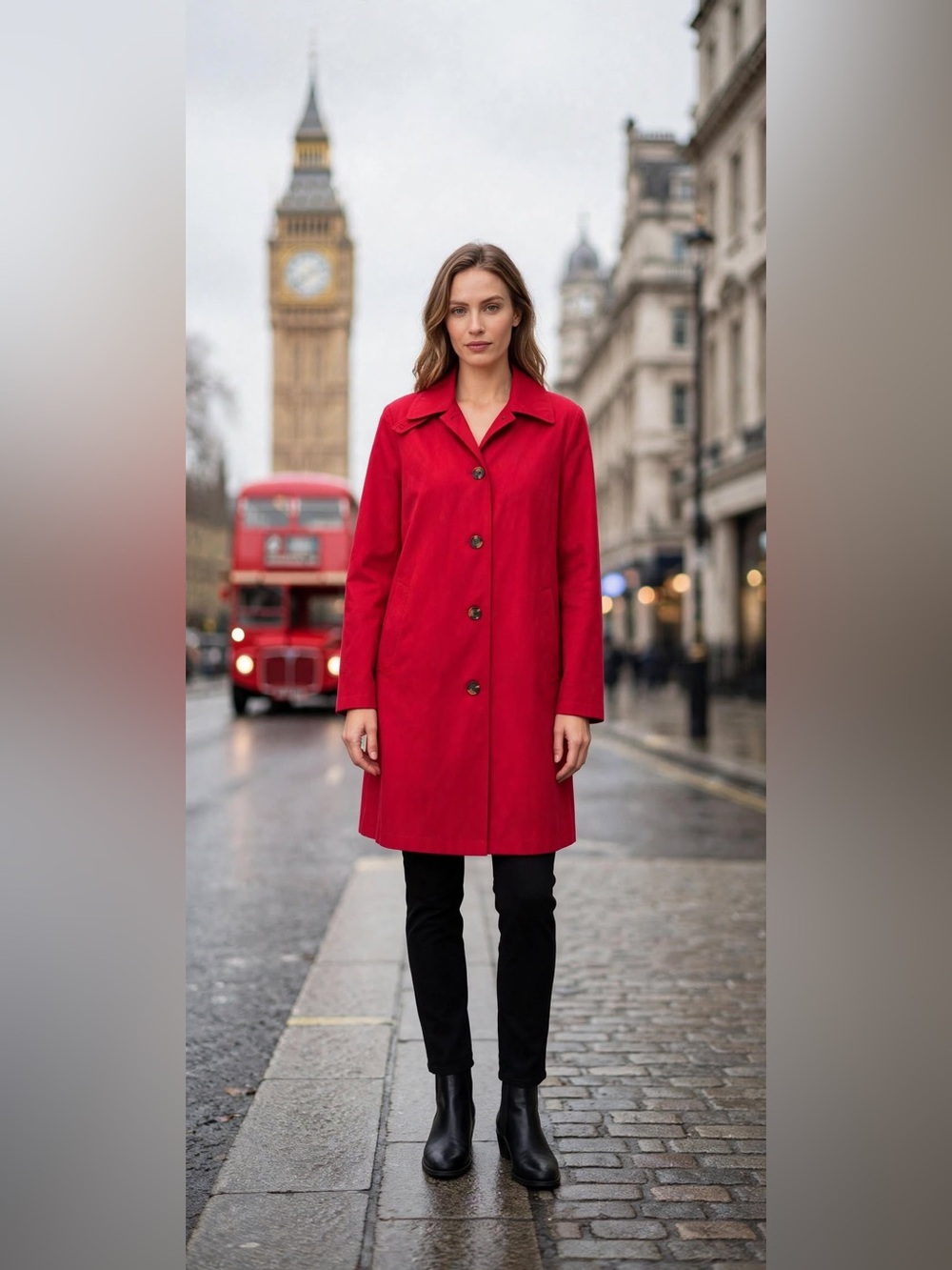 Ralph Lauren Bold Red Button-Front Trench Coat - Water Resistant